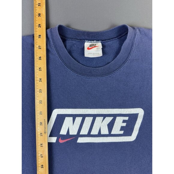 Rare Vintage 90s Nike Swoosh Navy Blue Tank Top Basketball Sports Large USA Made - Picture 8 of 8